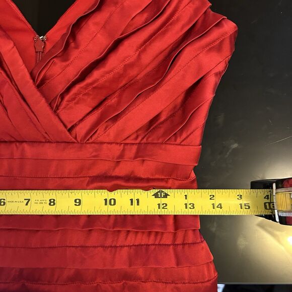 Tadashi Women's Formal Dress 100% Silk Red Vintage Maxi Elegant Old Money 8 - Picture 8 of 8